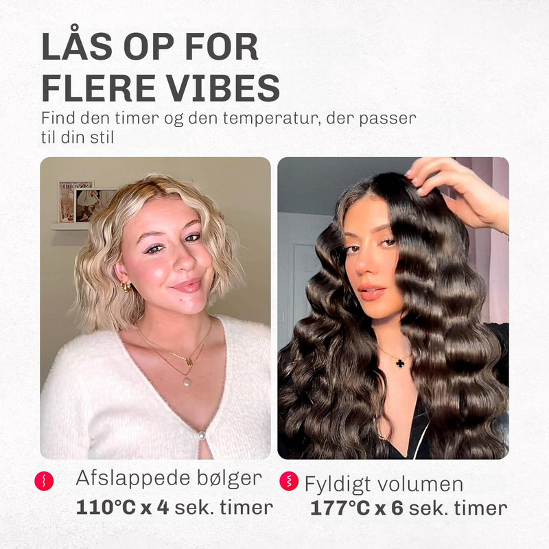 Bølgejern der giver volumen og naturlige bølger i håret