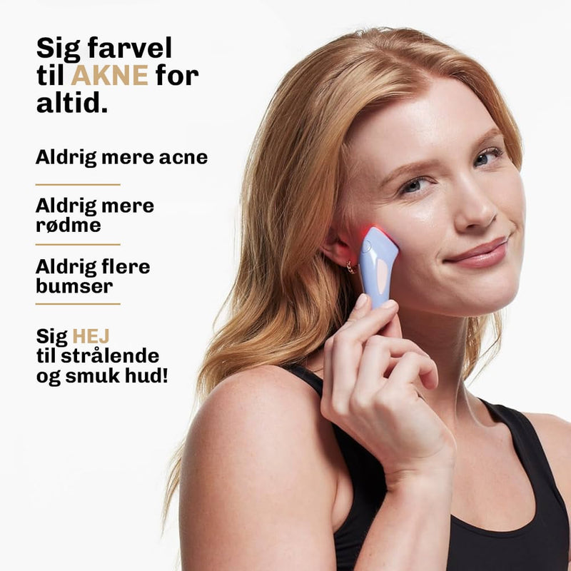 Kompakt LED enhed til effektiv behandling af akne og bumser
