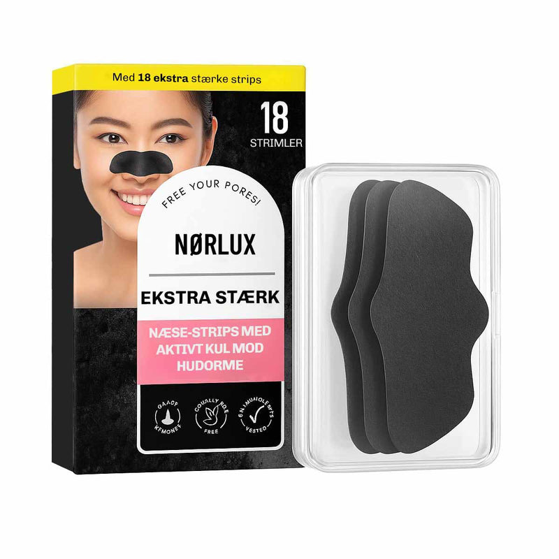 Hudormestrips med aktivt kul der renser porer og fjerner hudorme