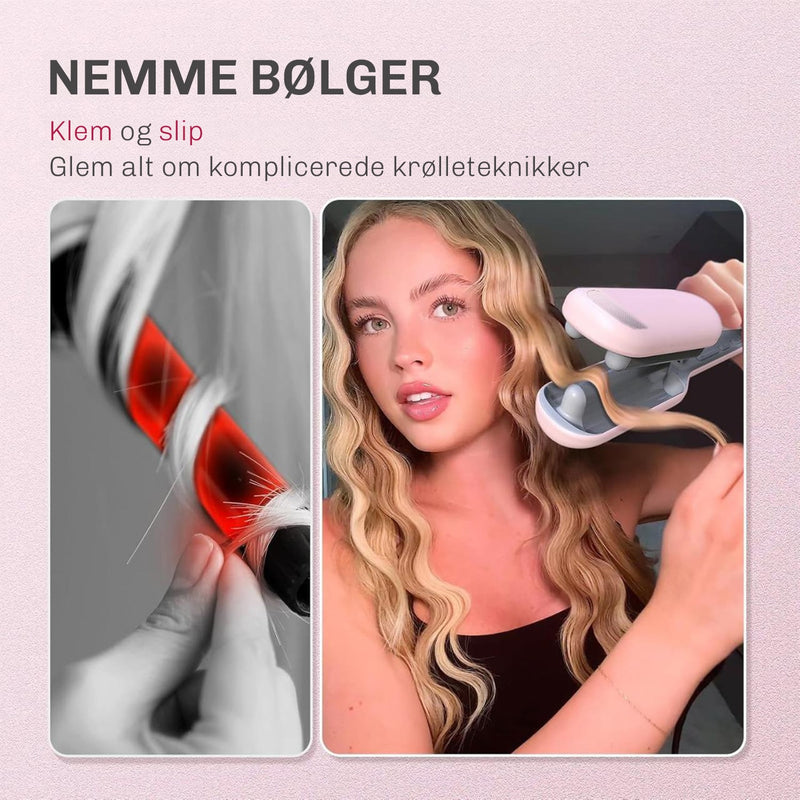 Bølgejern med ionteknologi der reducerer frizz og giver glans
